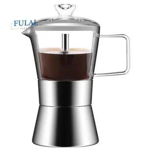 意大利咖啡機濃縮咖啡摩卡壺玻璃頂和不銹鋼濃縮咖啡摩卡壺,經典意大利咖啡機,240 毫升