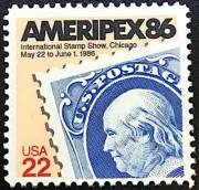 48 Mint AMERIPEX 86 STAMPS Benjamin Ben Franklin Stamp 1st US Postmaster General