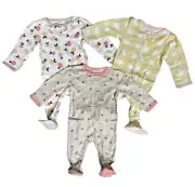 NWT Baby 3pk Basic Zip-Up Dashes Sleep N' Play - Cloud Island Peach, Yellow