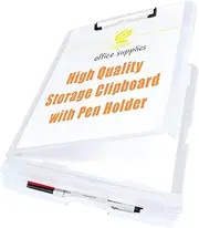 SAYEEC Clipboard with Storage, High Capacity Nursing Clipboard with Pen Holder and Low Profile Clip, Heavy Duty Side Opening Plastic Storage Clipboard Folder Case for Teacher Lawer Work Office (Clear)