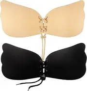 [Jennary] Pack of 2 Push-up Sticky Bra for Women, Invisible self-Adhesive Strapless Bra, Reusable Bra