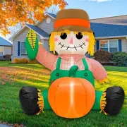 Thanksgiving Scarecrow Harvest Airblown Inflatable LED BlowUp Decor Autumn Fall