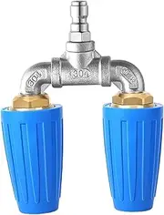 Dual Turbo Nozzle Pressure Washer, 360° Rotating Turbo Nozzle with 1/4" Quick Connector for Power Washer, 2.5 Orifice Twin Turbo Nozzle, 4000 PSI Max, 4-6 GPM (Blue)