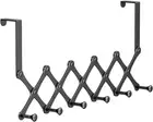 over the Door Hook Hanger with 6 Hooks, 12-52Cm Expandable Coat Rack Wall Mounte