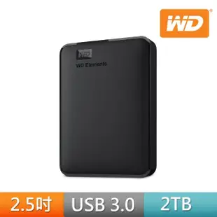 【WD 威騰】Elements 2TB 2.5吋行動硬碟(WDBU6Y0020BBK-WESN)