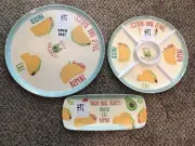 NOVOGRATZ Melamine Taco 3 Items Spinning Platter Serving Tray Chip Dip Tray New