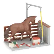 Papo France Wash Box & Accessories Farm Animal Horse Collectible Figurine Toy