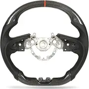 Steering Wheel, Carbon Fiber Leather Grip Replacement Compatible with GT-R R35 2017-2023, Red Stripe Wheel Assembly, GT-R R35 Interior Steering Core