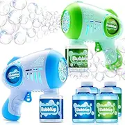 JOYIN 2 Bubble Guns with 4 Bottles Refill Solution, 10 Holes Light Up Automatic Bubble Machine Gun for Kids, Adults, Summer Toys for Party Favours, Easter, Birthday, Outdoors Activity