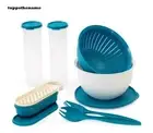 NEW Tupperware Pasta Set 2 MM #5x2 Pasta Bowl & Colander Blue Grater