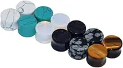 [Qmcandy] 6 Pairs Mixed Stone Ear Plugs Tunnels Saddle Expander Body Piercing Set Gauges 2g-5/8