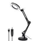 USB Magnifying Glass with LED Light 10X Magnifier Crafts Reading Desk Stand Lamp