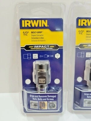 Bolt-Grip 1859107 Irwin Impact 1/2" Bolt Extractor 3/8" Sq. Drive 1/4" Adapter