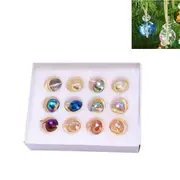12pcs Crystal Glass Sun Catcher Hanging Christmas Balls Ornaments for Xmas Tree Wedding Party Home Decor -Style 1
