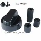 BLACK COOKER OVEN HOB CONTROL KNOB & ADAPTORS FOR BELLING NEW WORLD STOVES x 2