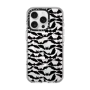 iPhone 16 Pro Clear Case MagSafe Compatible GOING BATTY - HALLOWEEN BATS SPOOKY BLACK PATTERN By Ebi Emporium
