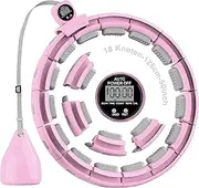 Sonkoloro Smart Hoop for Adults and Beginners, Hullahub Hoop for Weight Loss, Smart Hoop, Quiet Fitness Hoop with Weight, Counter and Nubs (Pink)