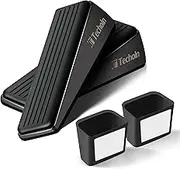 Techoln Door Stoppers for Bottom of Door, Metal and Rubber Door Stop, Doorstops for Inside Door, Door Wedge Holder Blocker for All Floor Surfaces, Easy Storage Wall Security (Frosted Black)