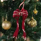 Red Flocked Christmas Ornament Wall Doors Christmas Tree Hanging Decoration