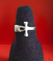 Erick's Sterling Silver Ankh Cross Ring Size 7.2 Taxco.925