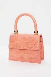 Orange Faux Crocodile Cross Body Micro Bag