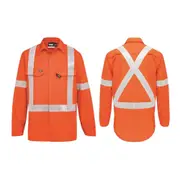 BOOMERANG Hi-Vis Flame Resistant Button-Up Shirt - Orange - PPE1