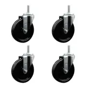5 Inch Phenolic Wheel Swivel 3/4 Inch Threaded Stem Caster Set Service Caster