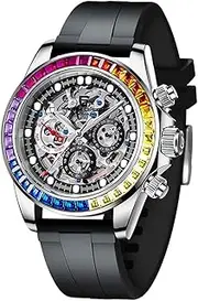 [RollsTimi] Pagani Design Men's Automatic Watch Diamond Rainbow Automatic Mechanical Waterproof Stainless Steel Chronograph Skeleton Men 40 mm