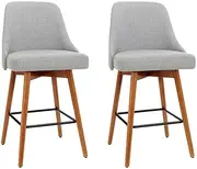 Artiss Bar Stools Stool Set of 2 Kitchen Counter Barstools Dining Chair Chairs Faux Linen Fabric in 65cm Seat Height Floor for Home Dining Room Cafe Outdoor Indoor
