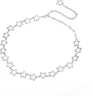 [Kefley] Y2K Waist Chain Belt for Women Girls - Star Belly Chain With Long Tassel Metal Silver for Jeans, Trousers, Dress, Skirt - 2000s Fashion Body Accessories