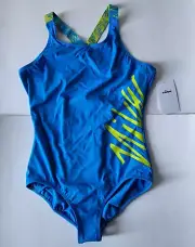 Nike Big Girls Crossback One Piece Swimsuit Size XL Blue NESSC727