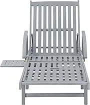 Camping Sunloungers Reclining Patio ChairsGarden Sun Lounger Grey Solid Acacia Wood