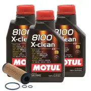 3L Motul 8100 X-CLEAN 5W40 Wix XP Filter Motor Oil Change Kit API SN (for: Honda)