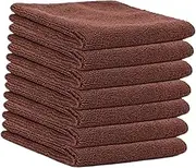 Folpus 7 Pieces Microfiber Cleaning Cloth Cleaning Rag Washable Portable Dish Cloth Absorbent Towel for Dishes Kitchen Car Household, Brown