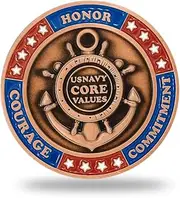 USA Navy Core Values Challenge Coin - Honor, Courage, Commitment Military Coin for Navy Personnel and Military Enthusiasts