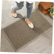 Sturdy Front Door Mat, Absorbent Muddy Dirt Resist Welcome Door 30" x 17" Beige