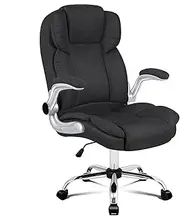 ALFORDSON Executive Office Chair, Ergonomic Computer Home Desk Chair with Adjustable Armrests, Swivel High Back Linen Fabric Video Game Chairs (Saxon Fabric Black)