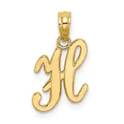 14k Yellow GoldY Script Letter H Initial Pendant