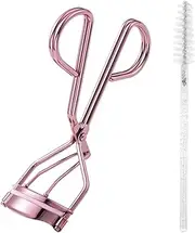 Stainless Steel Eyelash Curler, Curl and Lasting Definition with Silicone Pressure Pad, Wide Angle Localized Newbie Convenient Eyelash Curler+ 1 crystal eyelash brush (Rose Gold)