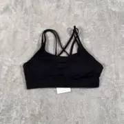 Maxbee Women's Black Criss Cross Back Sports Bra Size M Medium Support NWT