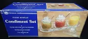 Clear Acrylic Condiment Set Covered 3oz Jars Spoons Tray Vtg 1992 Retro Server