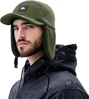 [Clakllie] Men's Winter Aviator Hat Trapper Hat Windproof Warm Winter Hat with Ear Flaps Men Baseball Cap Bomber Hat Russian Hat Pilot Hat Earmuffs for Snowboarding Skating Cycling