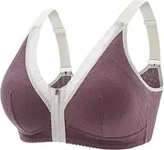 [Generic] Athletic Bra for Women Women Sexy Lace Front Zipper Underwear without Rims Vest Lace Plus Size Bra Lightweight Sports Bras for Women (Grey #2, 38)