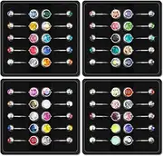 WINSENET 40Pcs Belly Button Ring 14G Surgical Stainless Steel Belly Rings for Women Assorted Colors Belly Button Piercing Hypoallergenic Belly Piercing Pack with Gift Box