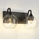 Black Bathroom Light Fixtures Over Mirror, Modern Globe Vanity Lights with Cl...