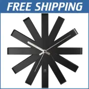 Unique 12-Inch Black Ribbon Wall Clock - Silent Quartz Design for Modern Homes