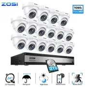 ZOSI 16CH 1080P DVR Security Home Camera System CCTV Outdoor with 2TB Hard Drive