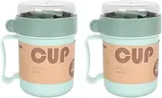 2 Sets Soup Mug with Lid and Spoon Food Flasks Microwave Oven Milk Cup Food Jar Container for Breakfast Soup Noodles Cereal (Green)