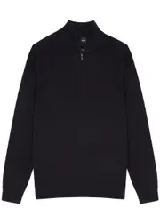 Emporio Armani Wool Half-zip Jumper - Navy - L L