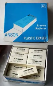27X RARE VINTAGE 80'S ANSON LATEX ERASER STATIONERY TAIWAN NEW IN BOX NOS !